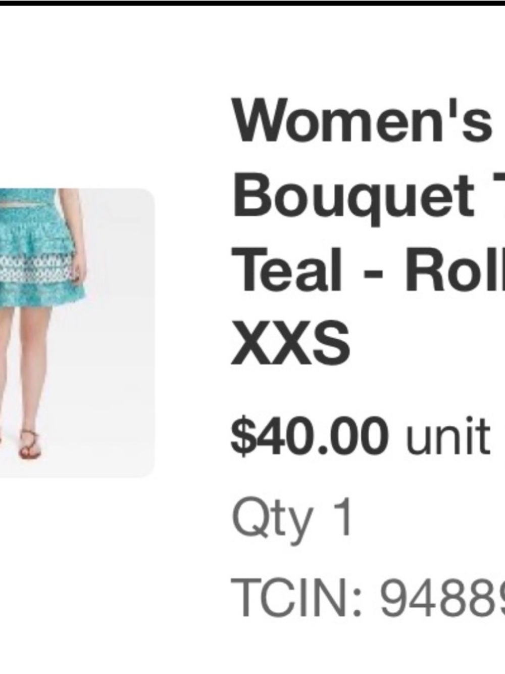 Roller Rabbit Teal Floral Lace Tiered Mini Skirt